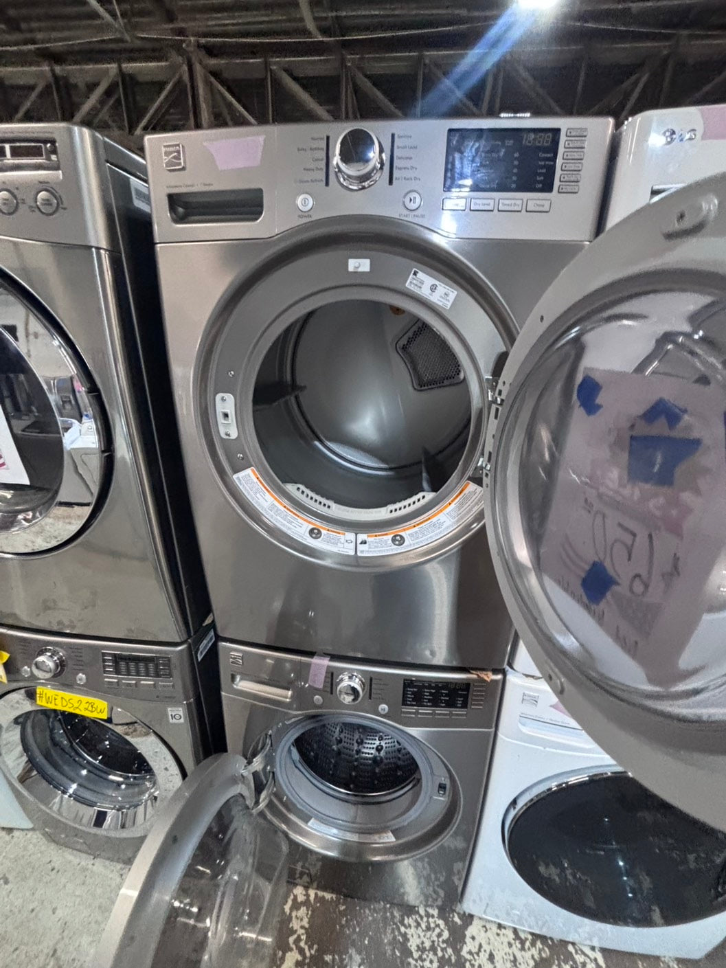 >*early July 4th special 🇺🇸kenmore washer & dryer set electric 220v front load stackable or side by side - sensor dry in gray color #GSS2BSET