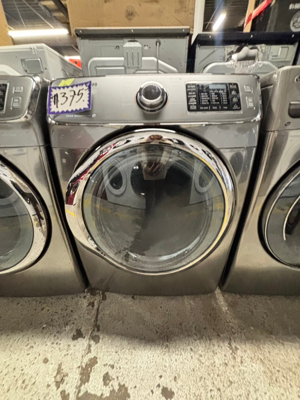 -Samsung steam silver-gray front load stackable Gas dryer stain drum large capacity #DG221B-TR