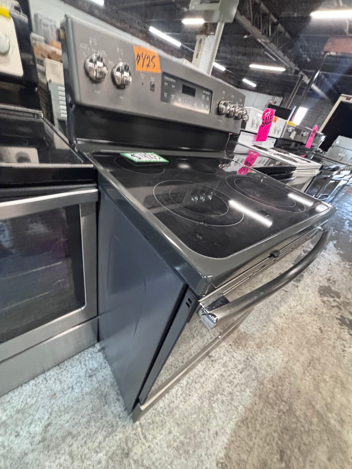 } GE slate color electric 220v glass top range 5 burners bake Broil roast self clean  30" working 💯 with warranty ,used-Refurbished #GELZX21B