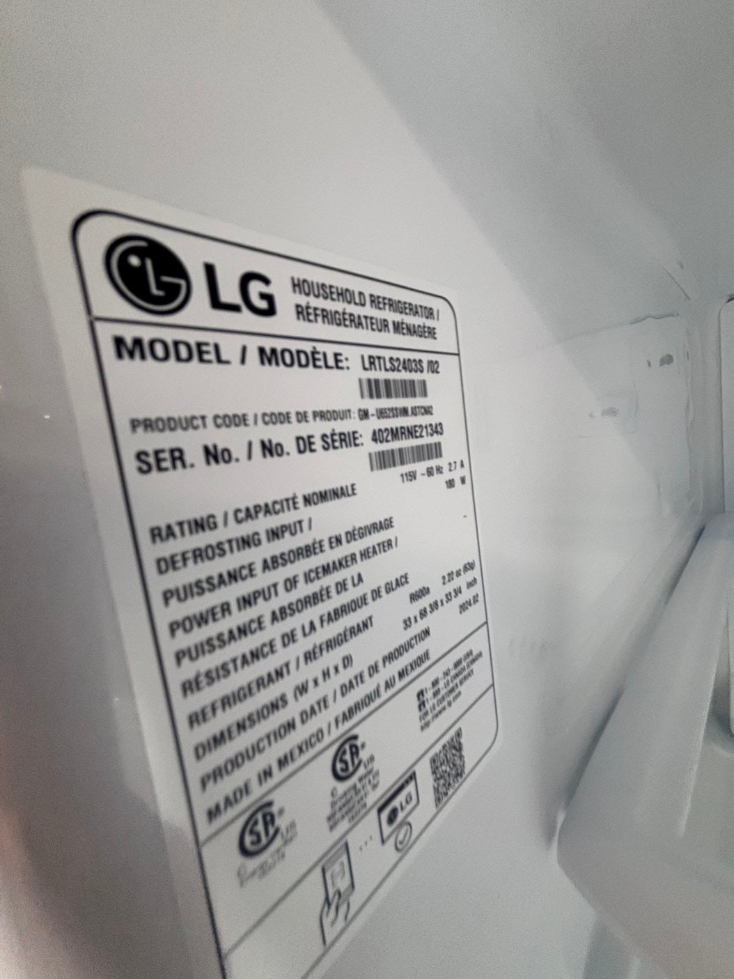 >>LG 33” Top freezer fridge   ,stainless steel. used-refurbished #RTLG41B
