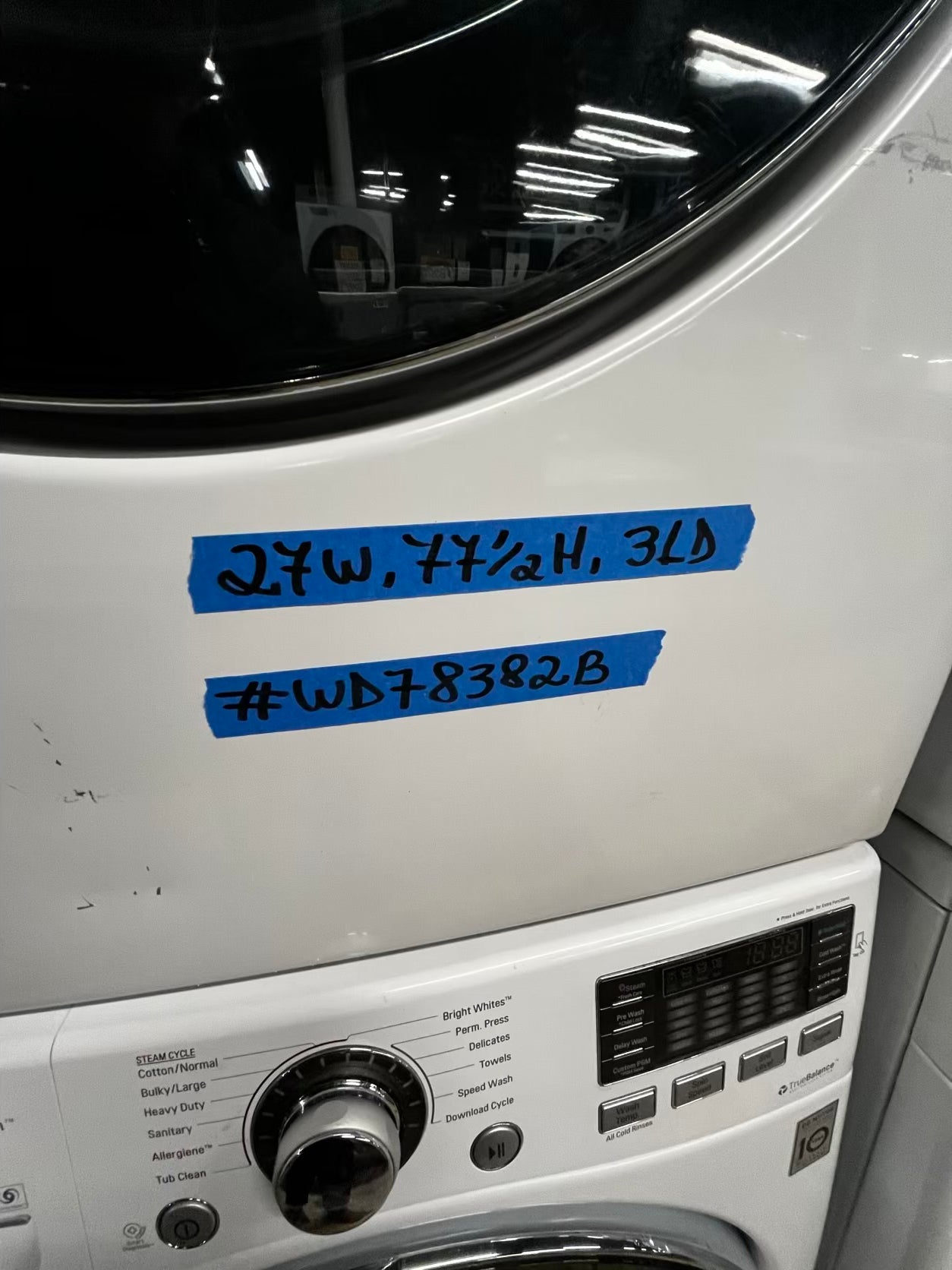 LG washer 4.5 cu ft & dryer 7.5 cu ft set electric 220v front load stackable or side by side - sensor dry He in white  #WD78382B