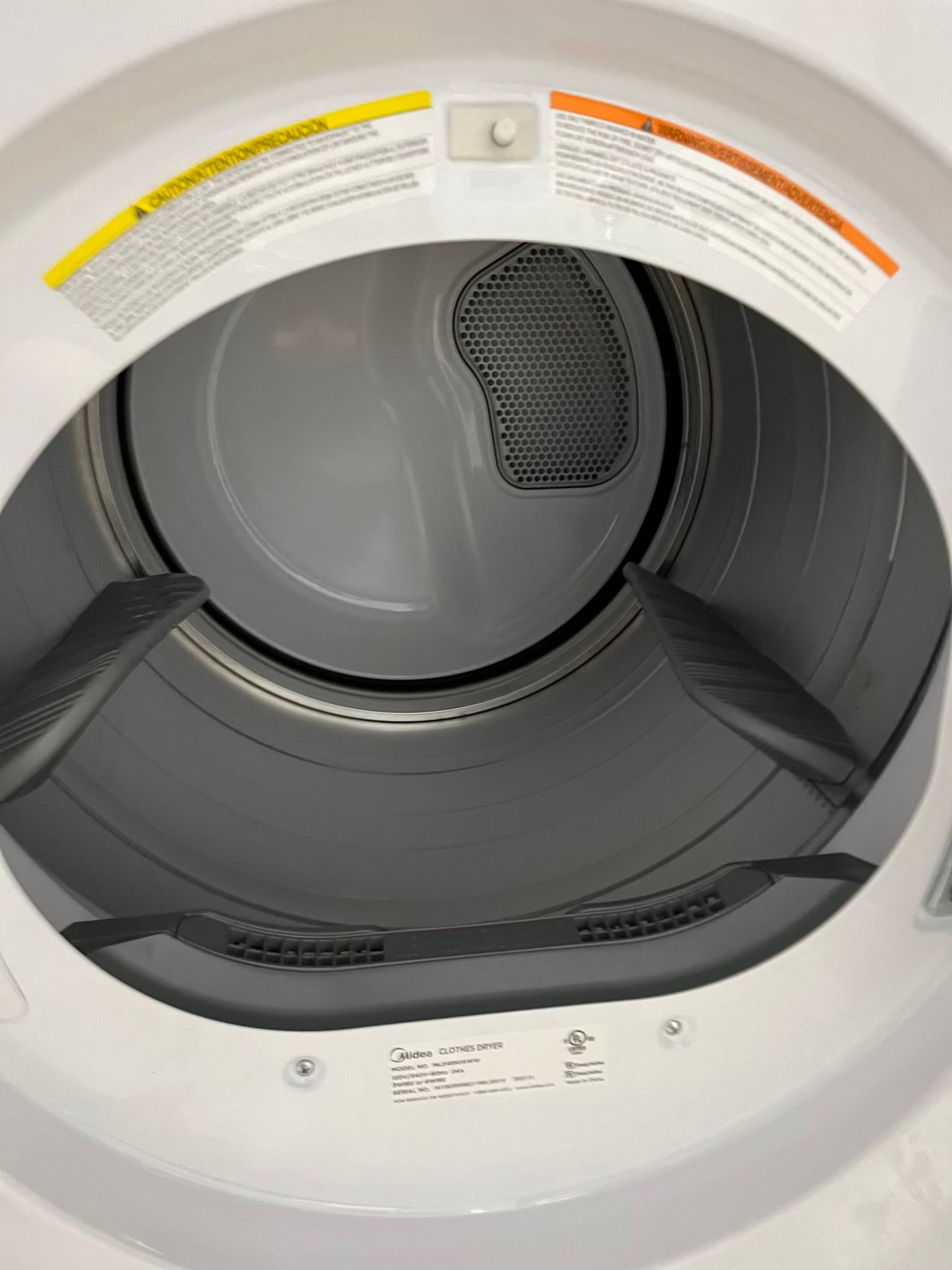 Midea electric dryer 220v front load large capacity in white 27” #ED301AB