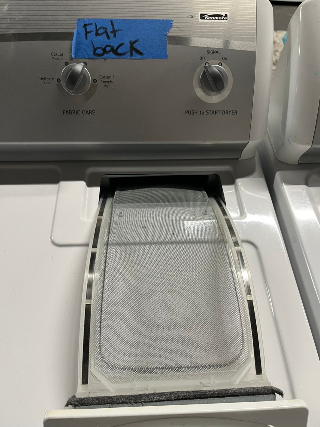 =Flat back kenmore side x side extra large capacity electric 220v dryer  29” wide.  26”in Depth used -Refurbished #EDKMFF91B