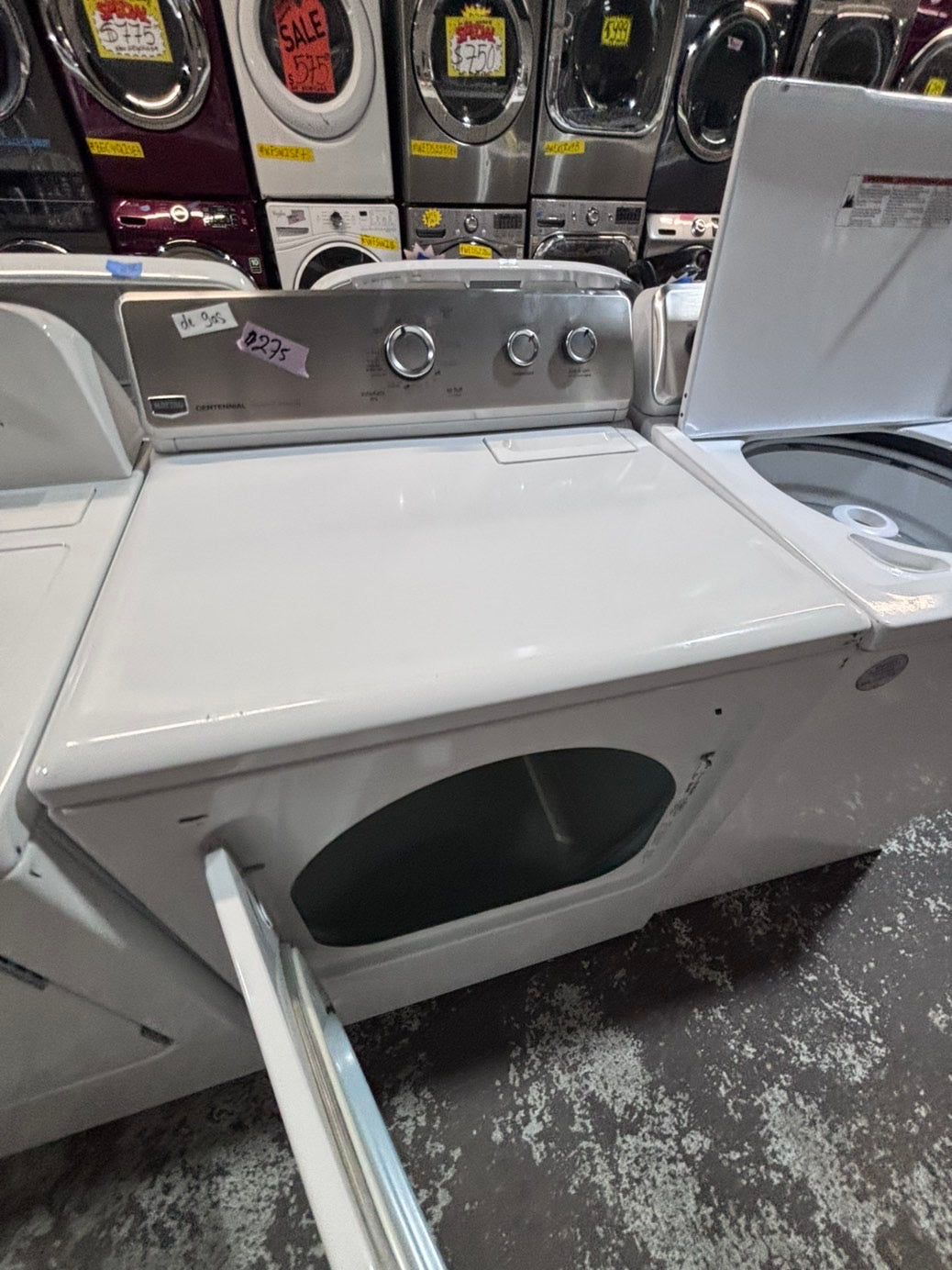 >*Maytag top load washing machine with agitator  & GAS dryer set 27” in #WD975BB used-Refurbished