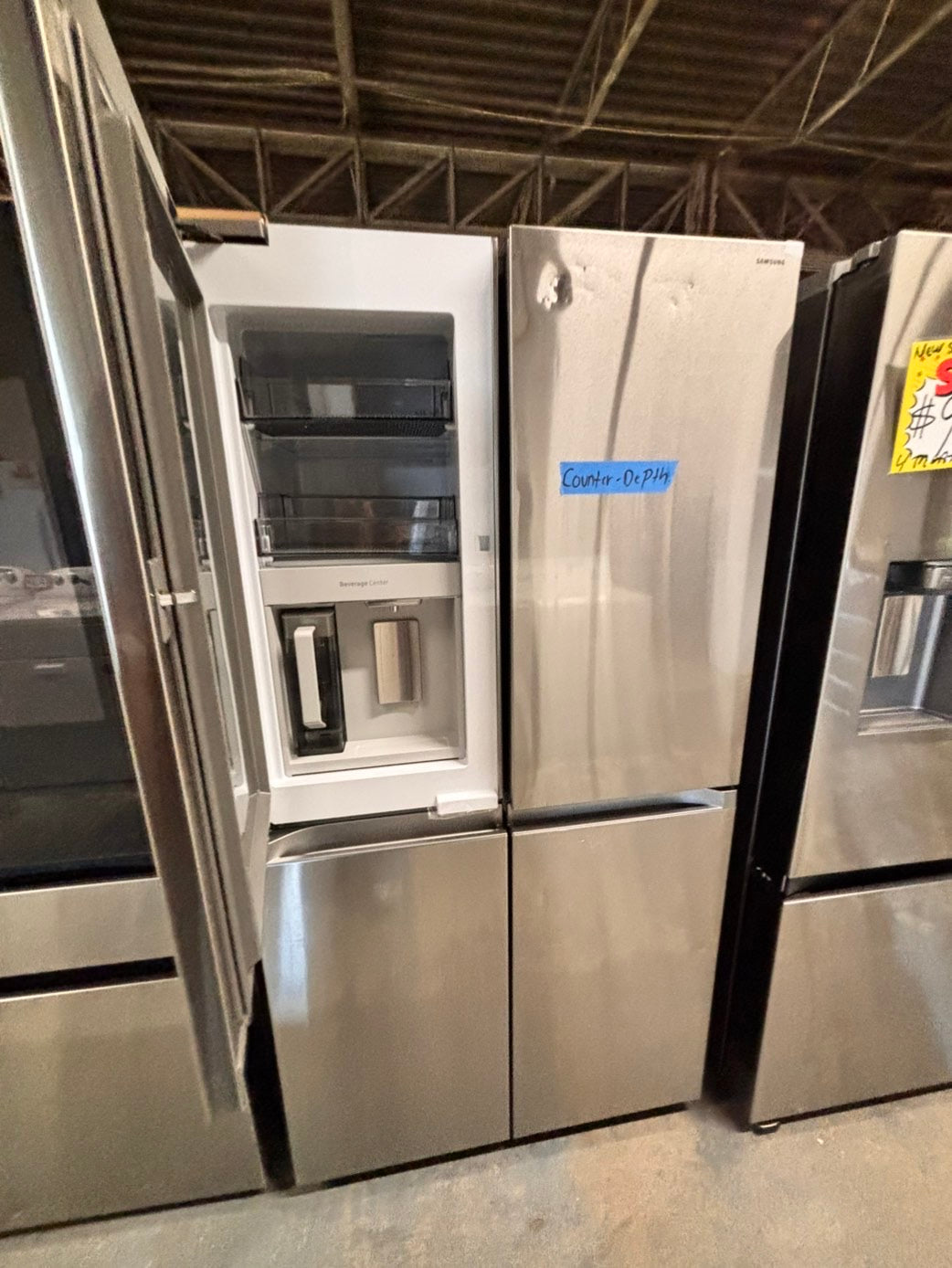 >special🎈New open box 📦 costumer return -Samsung - Bespoke 23 cu. ft. Counter Depth 4-Door French Door Refrigerator with Beverage center #RS33T41B