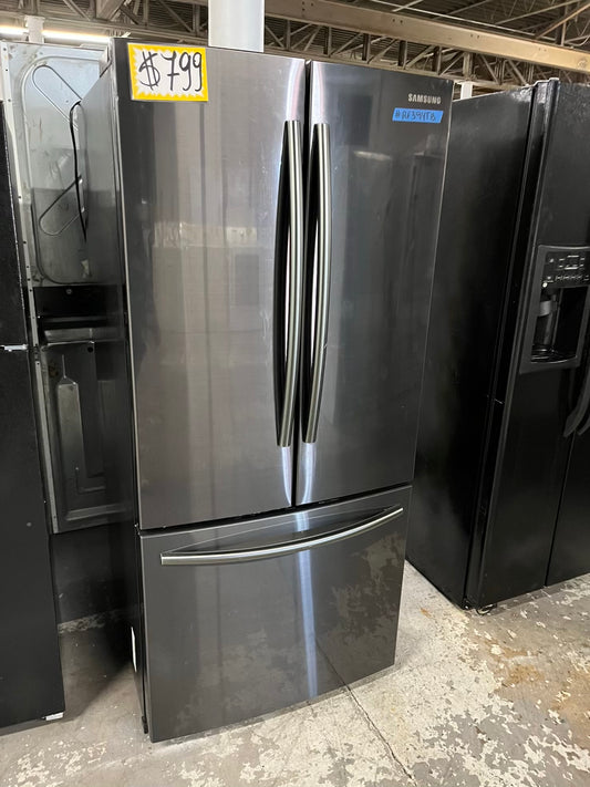 - Samsung French door refrigerator black stainless steel w/ice maker 30”  #RF394TB
