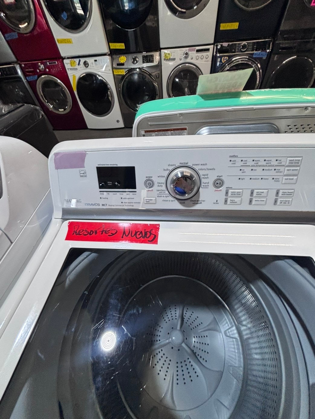 >*maytag bravos white  top top load washer large capacity & dryer set electric 220v side x side top load white color used-refurbished #WQX33SET