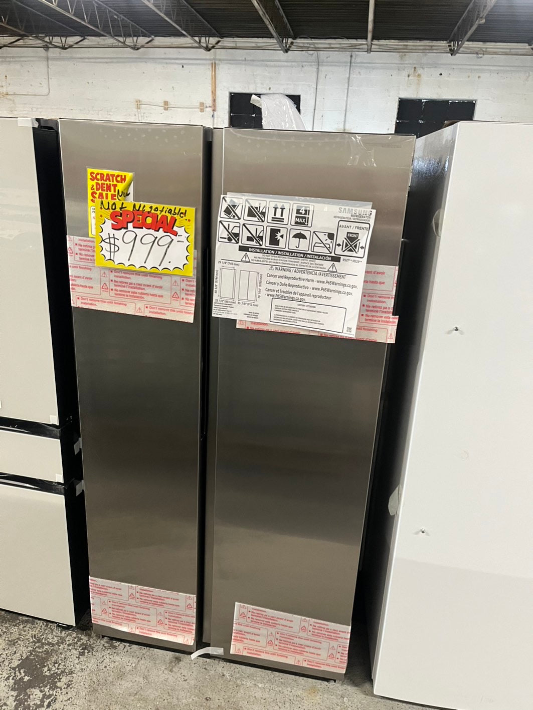🥳🎉=Open box 📦 New S/d Samsung 36 in. 28 cu. ft. Standard Depth Smart Side by Side Refrigerator in Fingerprint-Resistant Stainless Steel #RFSAM288B