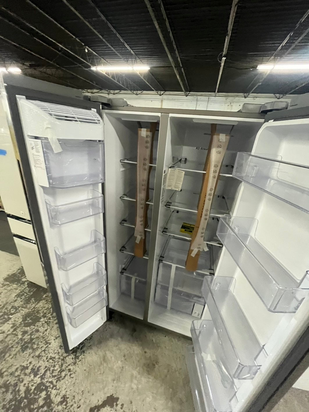🥳🎉=Open box 📦 New S/d Samsung 36 in. 28 cu. ft. Standard Depth Smart Side by Side Refrigerator in Fingerprint-Resistant Stainless Steel #RFSAM288B