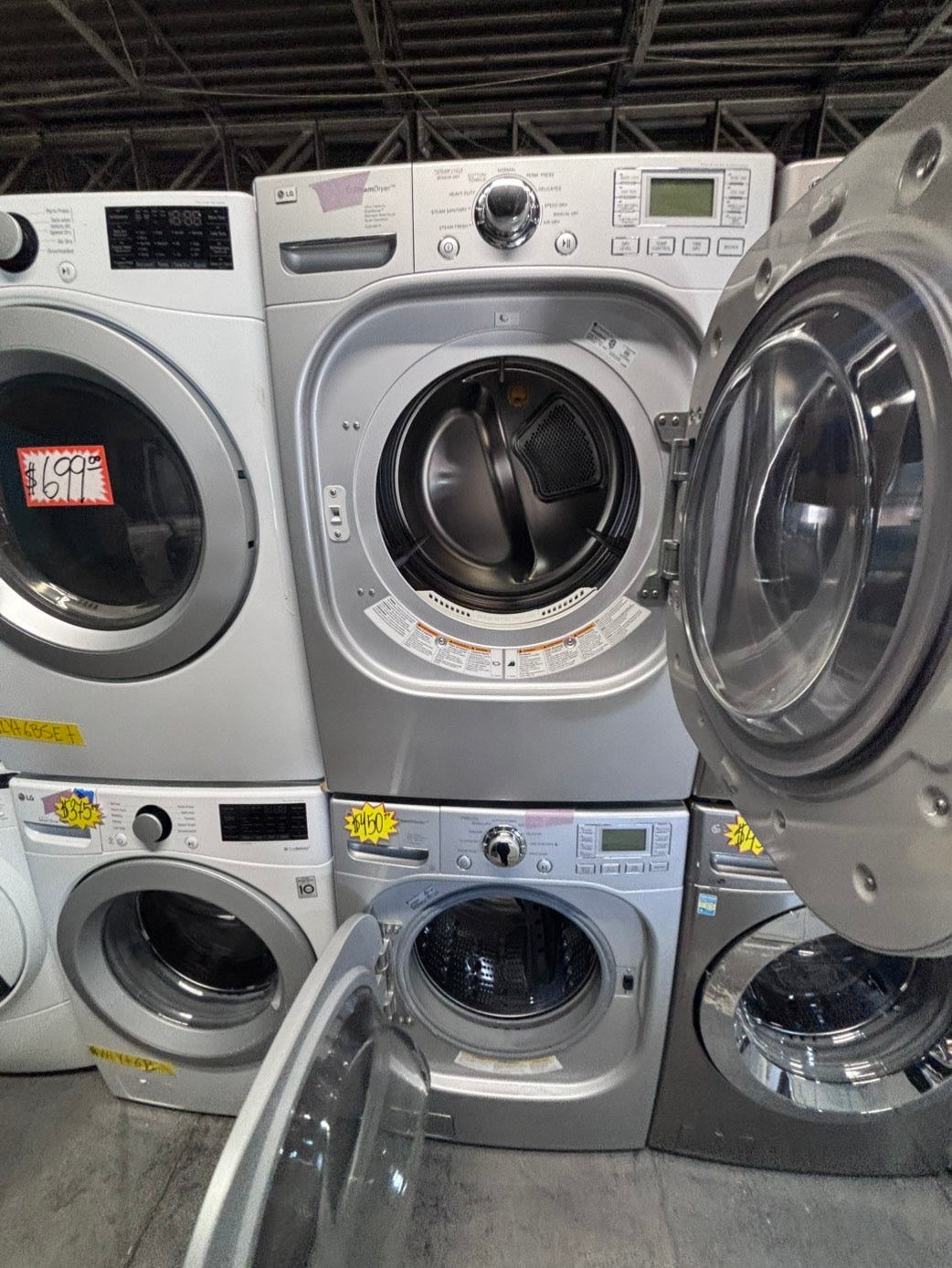 >* July 4th special 🔥🇺🇸LG large capacity washer & dryer set electric 220v front load stackable or side by side - sensor dry in gray  #WERR6SET