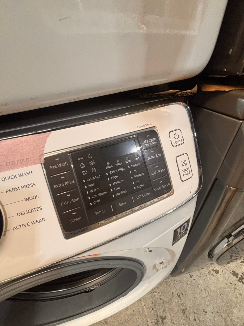 >*Samsung steam washer 4.5 cu ft & dryer 7.5 cu ft set electric steam 220v front load stackable or side by side - sensor dry white color   #WD658SET