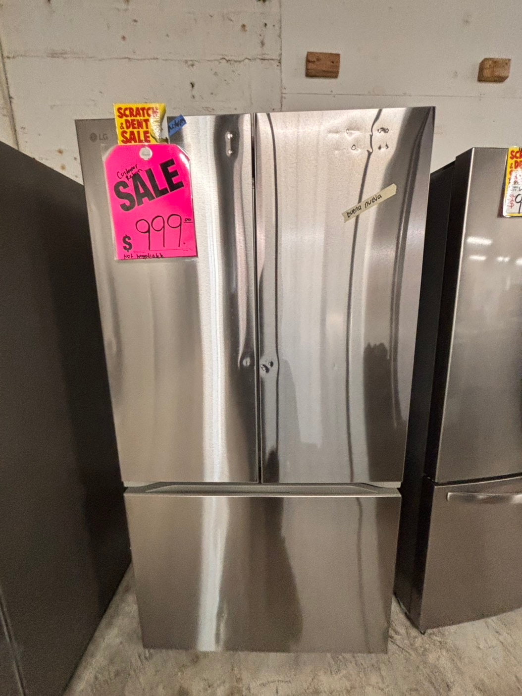 > LG new open box 📦 costumer return 27 cu. ft. SMART Counter Depth MAX French Door Refrigerator with Ice and Water inside ADA Comp in PrintProof Stainless Steel #RLIOAB