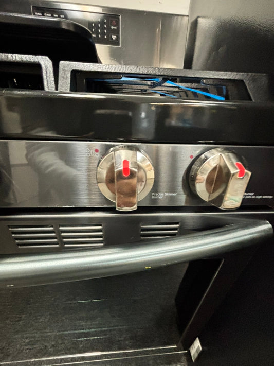 🎁Christmas sale🎄🎅, package deal 2Pcs set Samsung black stainless steel fridge French doors 30” & Gas stove 5 Burner Black  stainless steel #RF2PC14L