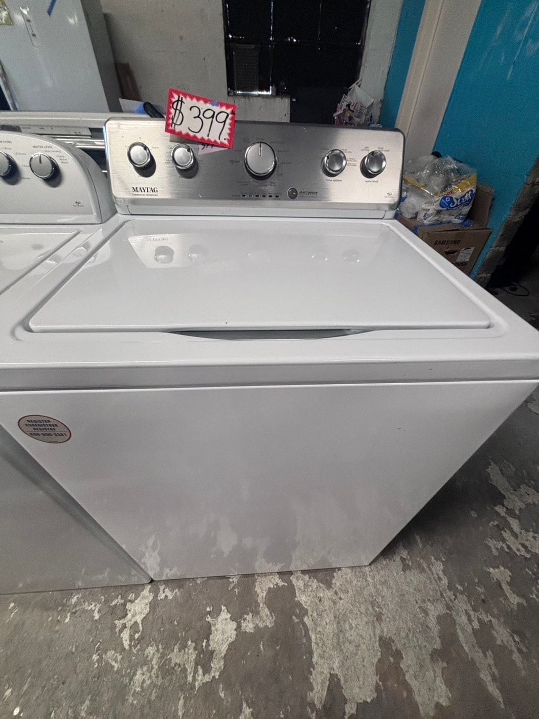 >maytag Top load washing machine large capacity w agitator Drum stainless steel 27" used-Refurbished #ASD5BL