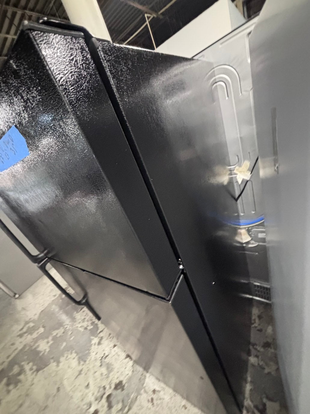 >*28” x 67”H GE  top freezer fridge black   used-refurbished #FGTR67WB