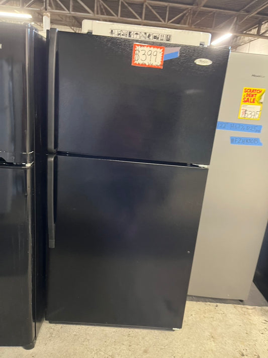 =Whirlpool 33” Top freezer fridge with iced Maker black refurbished #RFTB334B