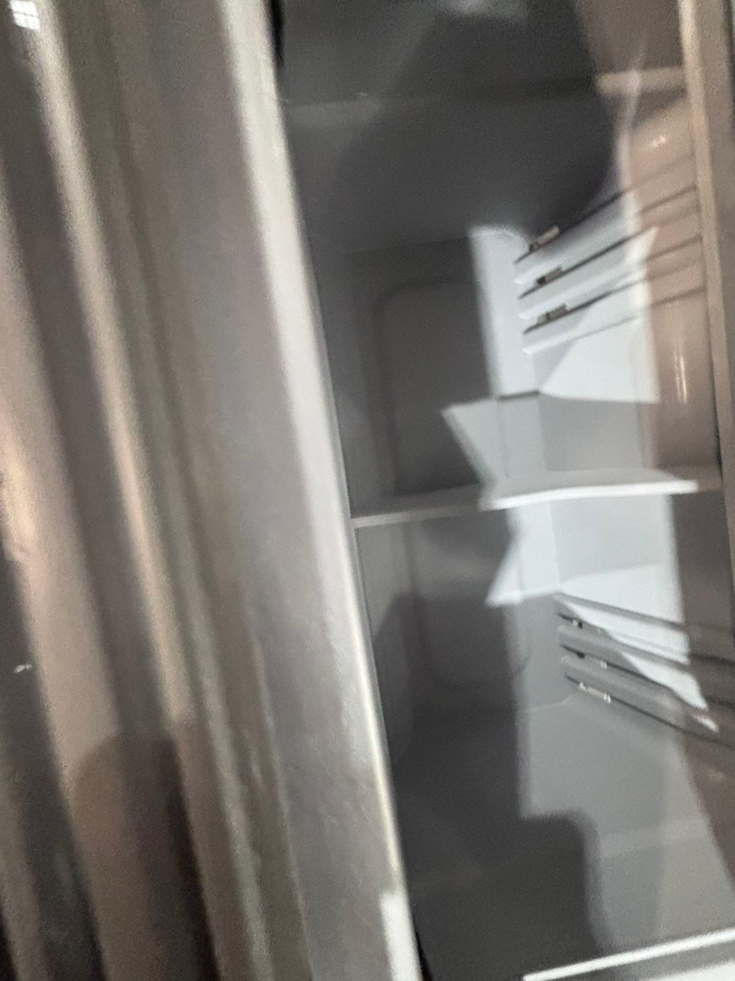 >*kitchen Aid French door Refrigerator counter depth stainless steel w/ ice water dispenser great condition 36"    (👀missing shelf on the door)  used-refurbished #KAF1424B
