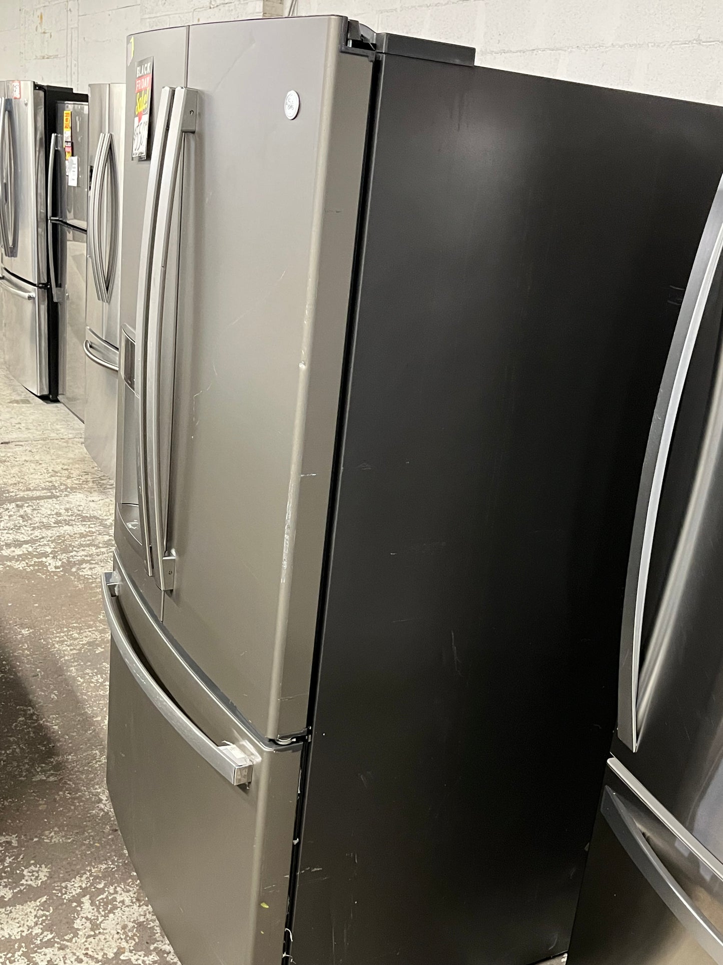 *🔥Black Friday Deal🔥Used | Refurbished GE 36” French door refrigerator slate color w/ice water dispenser 36" stock number #RFGP23PB