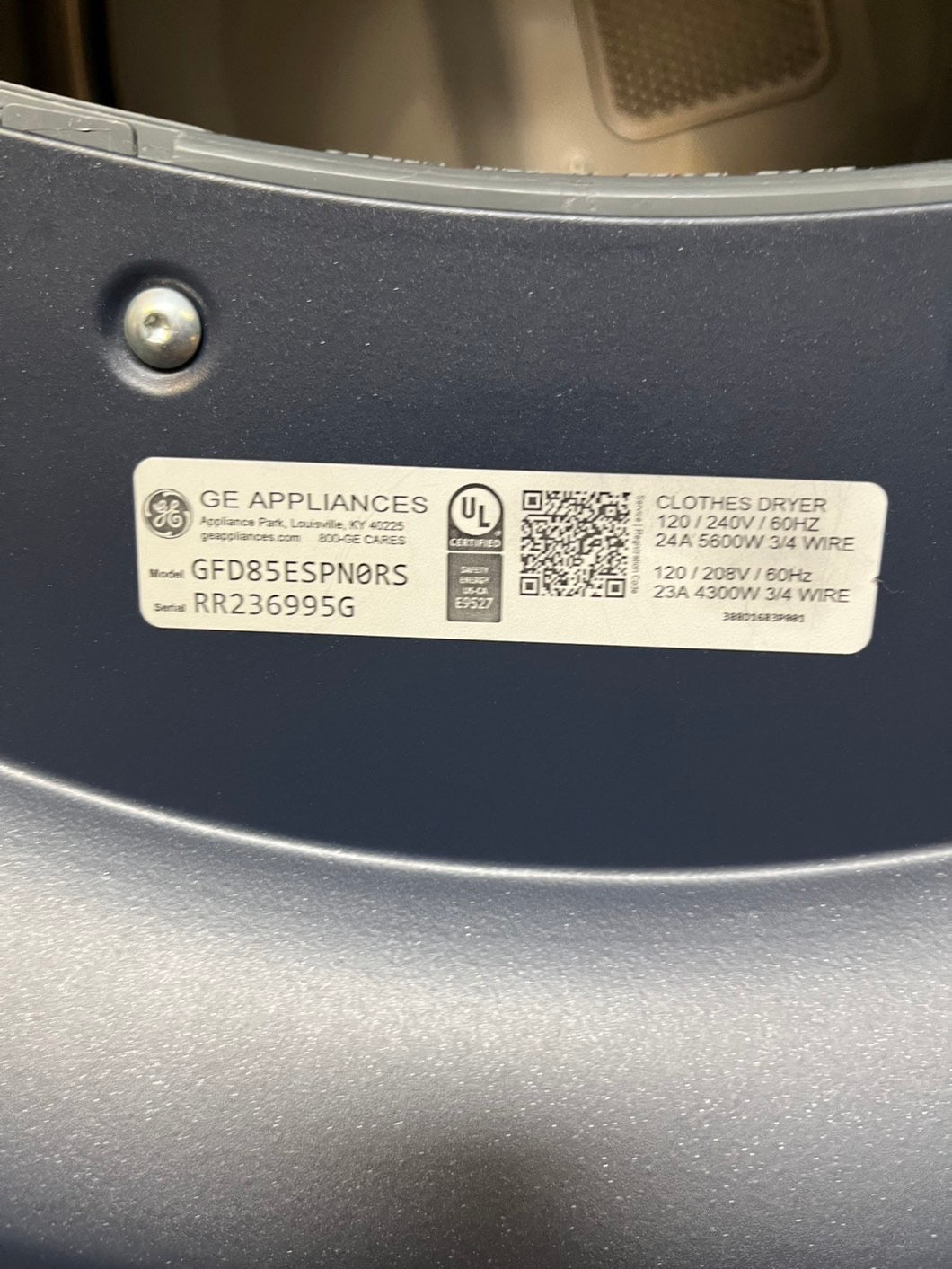 Ge - 7.8 Cu. Ft. Stackable Smart sensor dry power steam Electric Dryer with Steam and Sensor Dry - Graphite Steel 28" #RF2089L