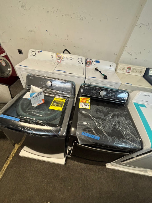 *Open box 📦 New S/d New LG Top load washer Stainless steel Drum 4.1 Cu.Ft And Electric dryer large capacity set 27” wide dark gray #WDLM41L