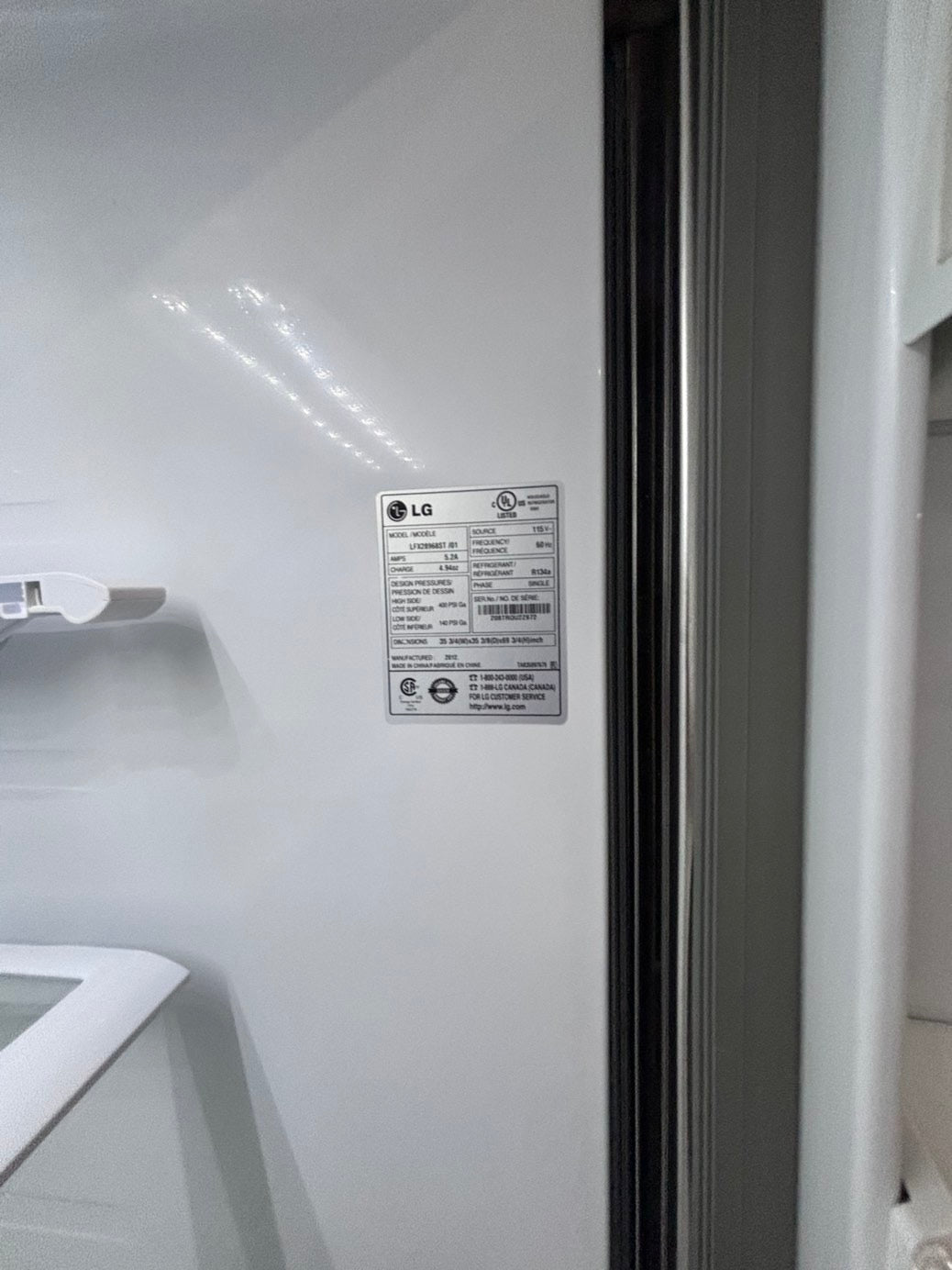 >* special 🔥used-Refurbished LG 36”w x69h x 29 depth refrigerator stainless steel w/ice & water dispenser 36 “ #LGDS73B