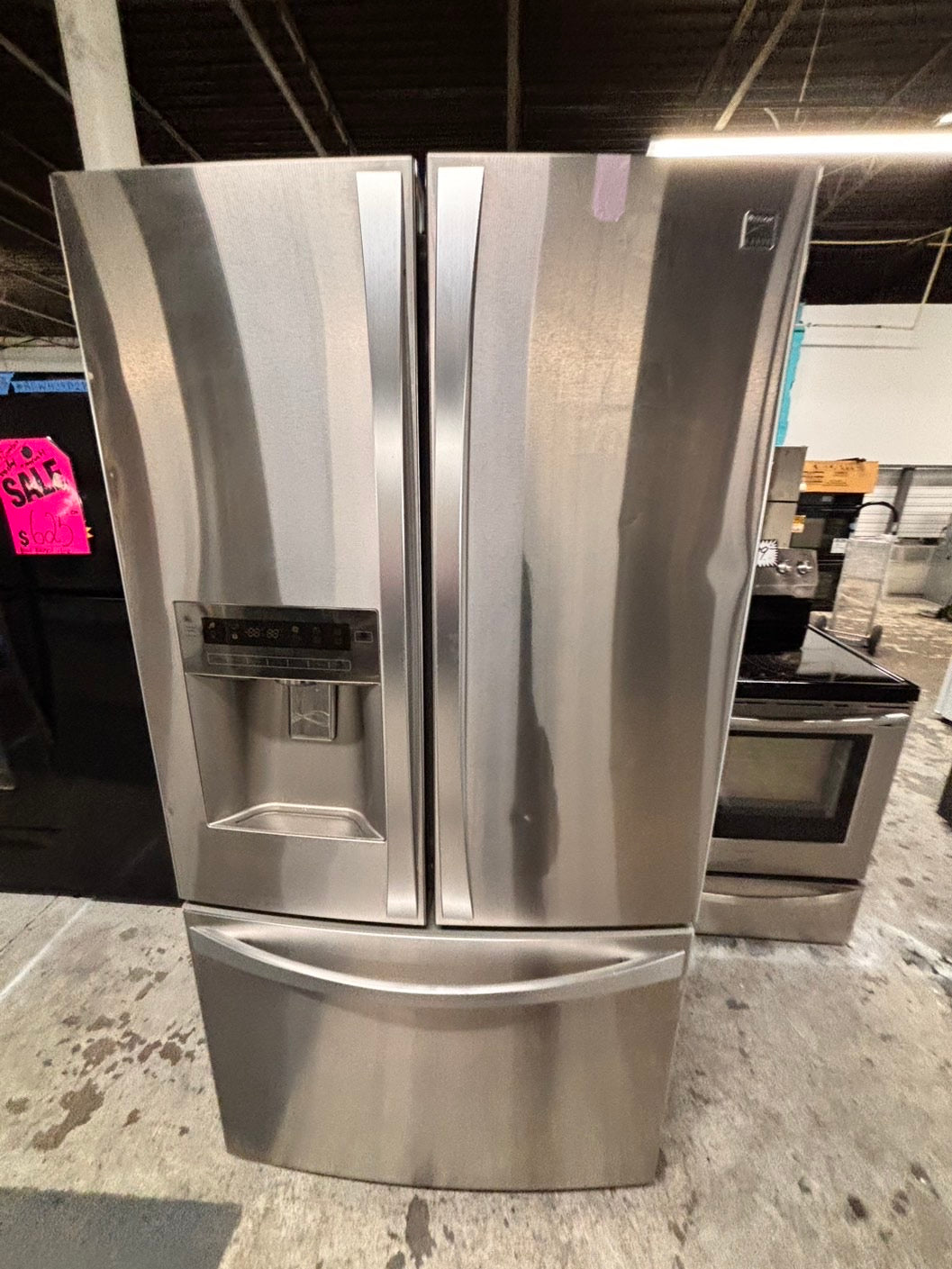 >sale🔥kenmore French door Refrigerator counter depth stainless steel w/ ice water dispenser great condition 36" used-refurbished #KVRC24B