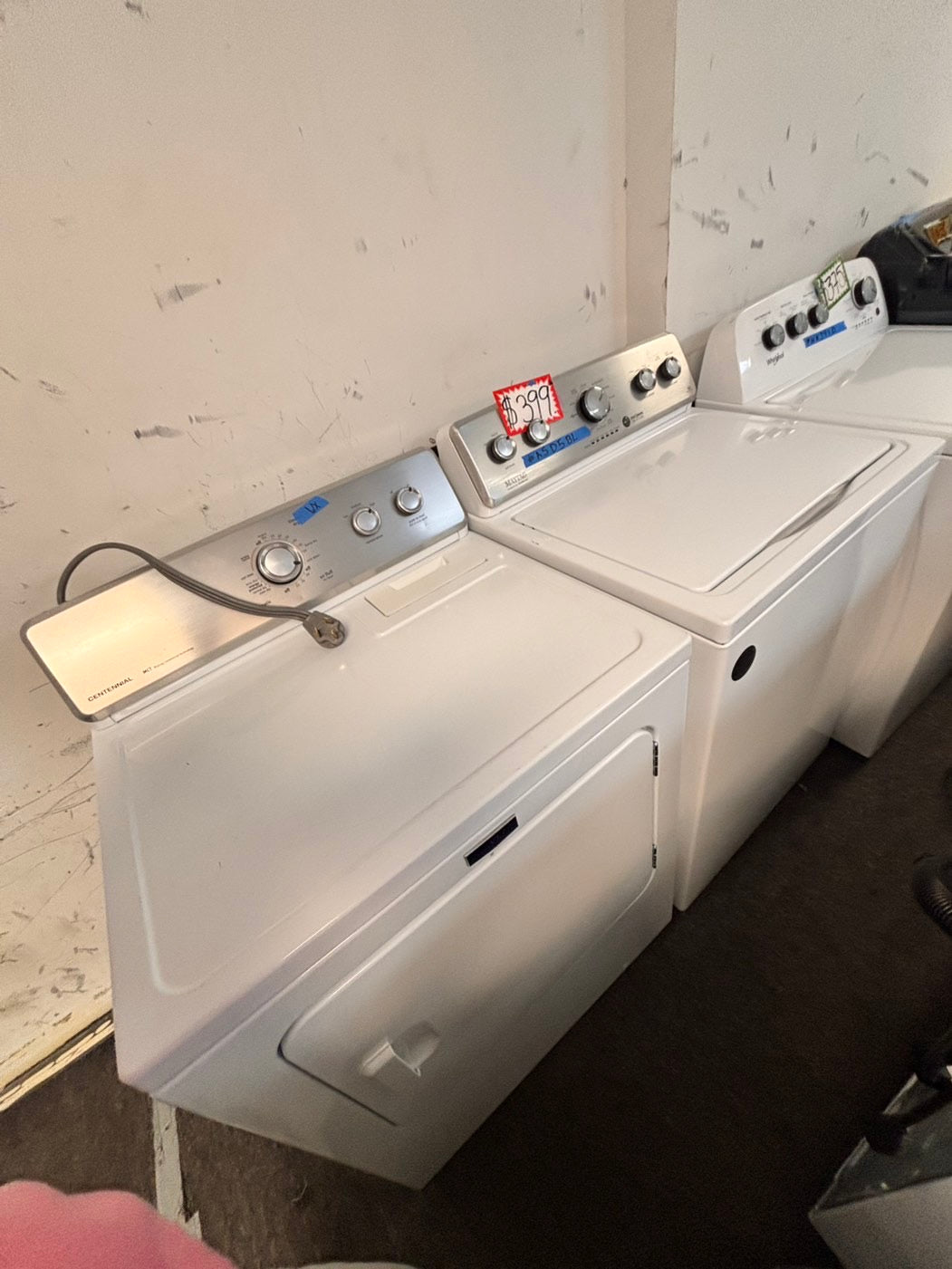 >maytag top load dryer side by side electric 220v large capacity & top load washing machine stainless steel drum with agitator used-Refurbished
#ASD5BLSET