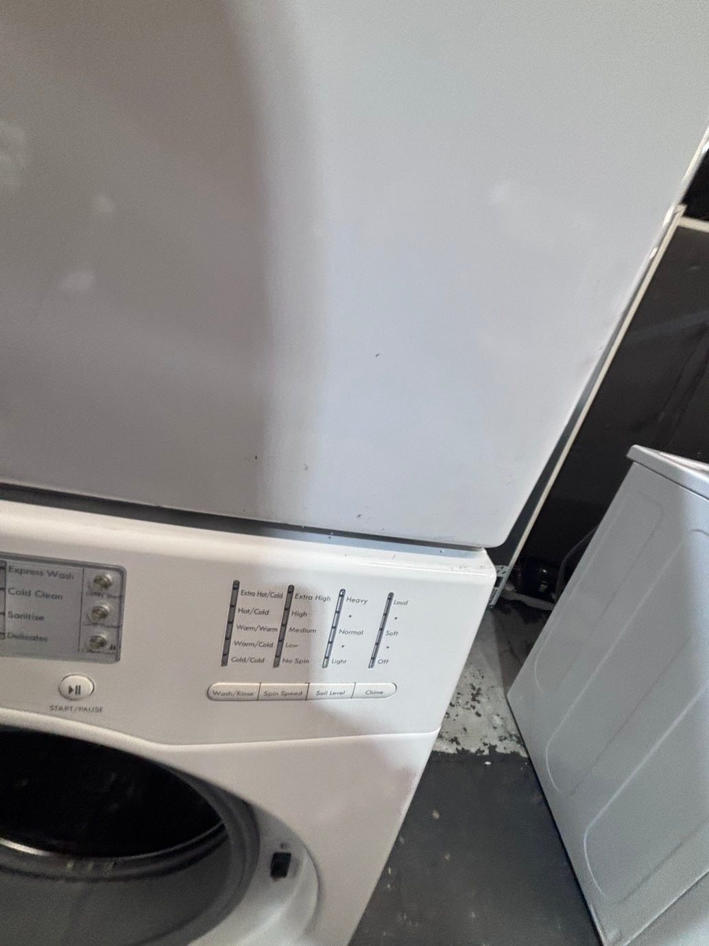 >*early July 4th special 🇺🇸kenmore washer & dryer set electric 220v front load stackable or side by side - sensor dry in white  color #GW1S2BSET