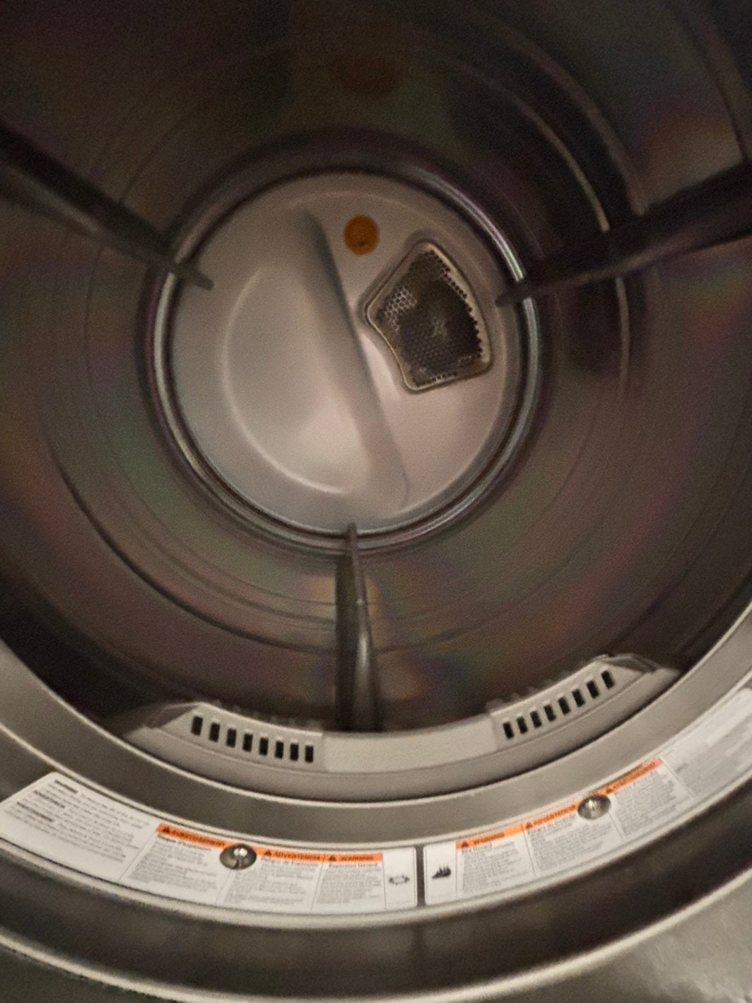 >LG  front load stackable GAS dryer in white , stainless steel drum 27" #ED771GB