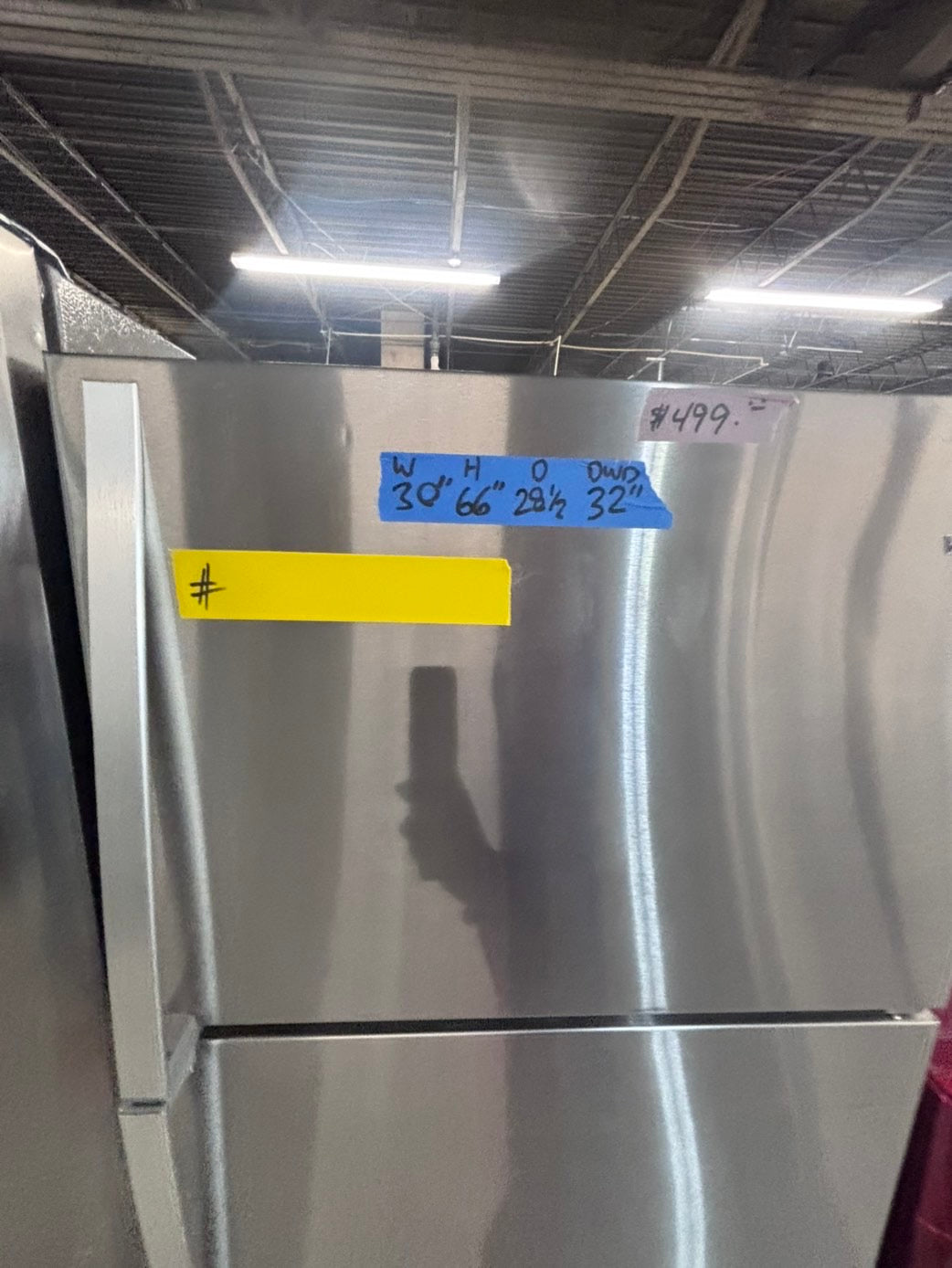 >*Whirlpool top freezer refrigerator stainless steel used-refurbished 30" #RP6W19B