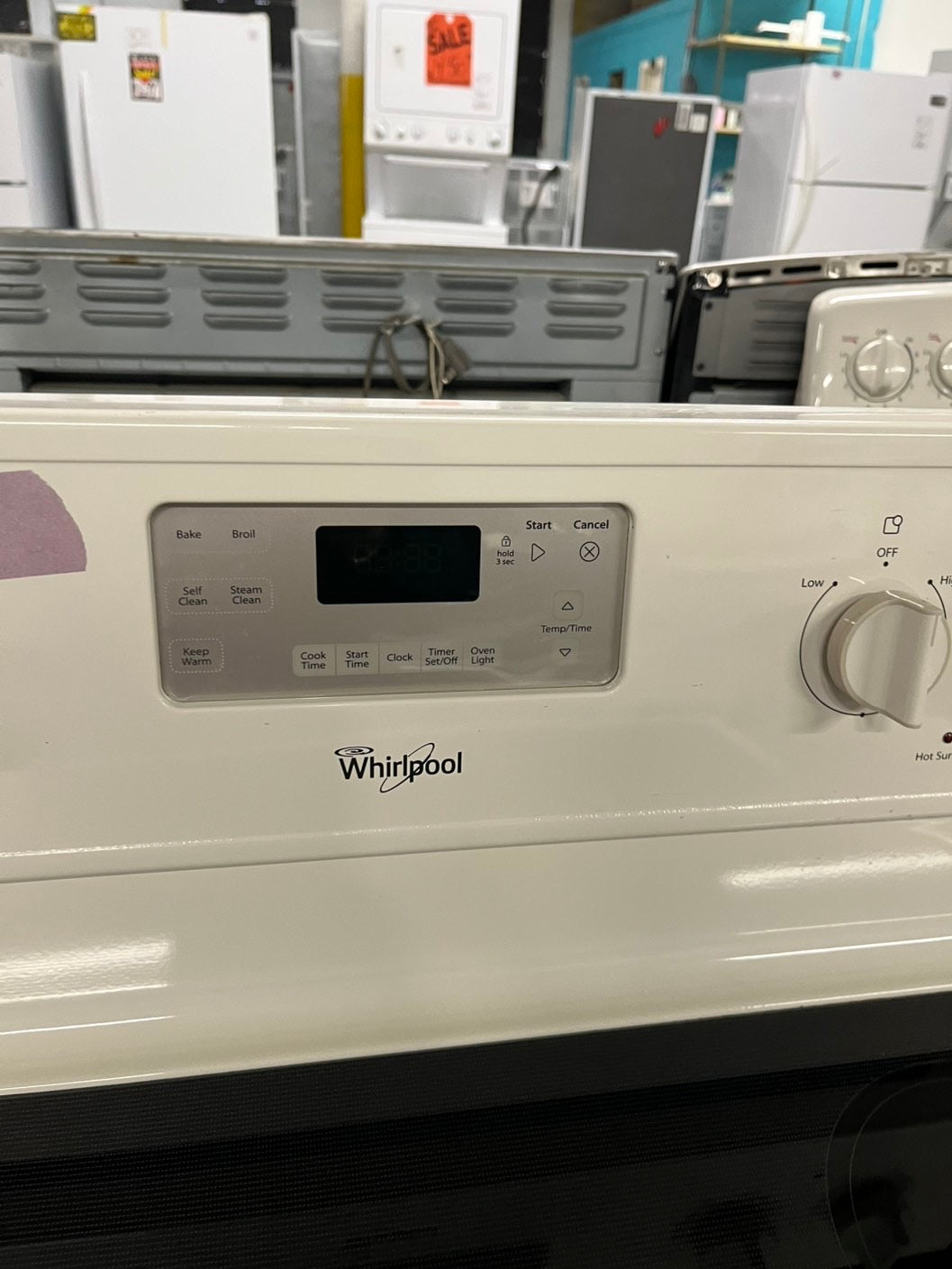 - Whirlpool electric range 4 burner bake broil frozen bake in Self clean off white  30” #ELWP4B