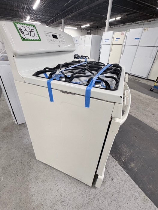 GE Gas range 4 burner bake broil self clean in off white used-Refurbished 30” #GR91345B