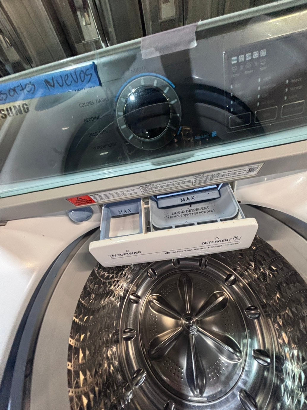 >*samsung white  top top load washer large capacity & dryer set electric 220v side x side top load stainless steel drum white color used-refurbished #W5Z6YB