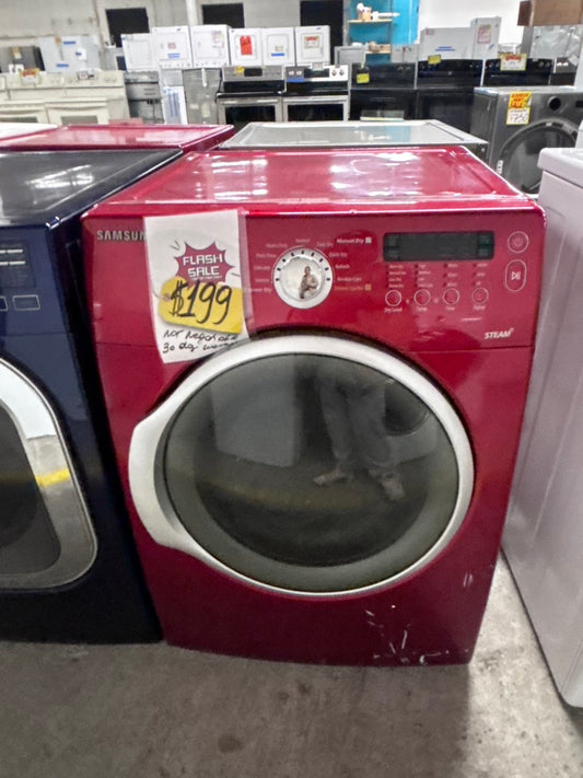 >on sale 🔥Samsung Sensor dry steam electric 220v dryer front load stainless steel drum large capacity  27" red #EST6DB