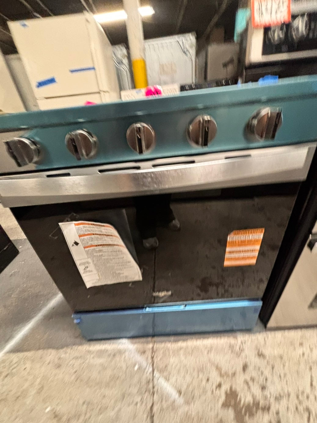 >Scratch & Dent slide-in  whirlpool Air fry Gas Range 5 burner in black Stainless Steel convection oven bake broil 30” #WPRA12B