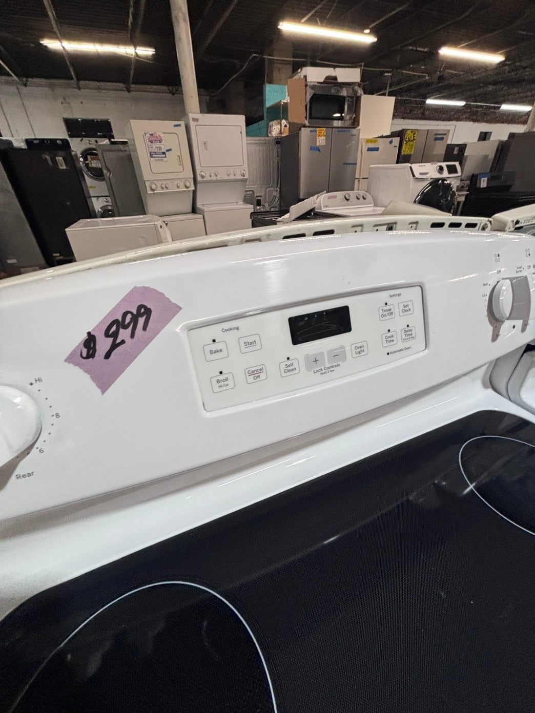 >*special 🔥 GE electric 220v glass top range bake Broil roast self clean white  30" used-Refurbished #ESZ111B