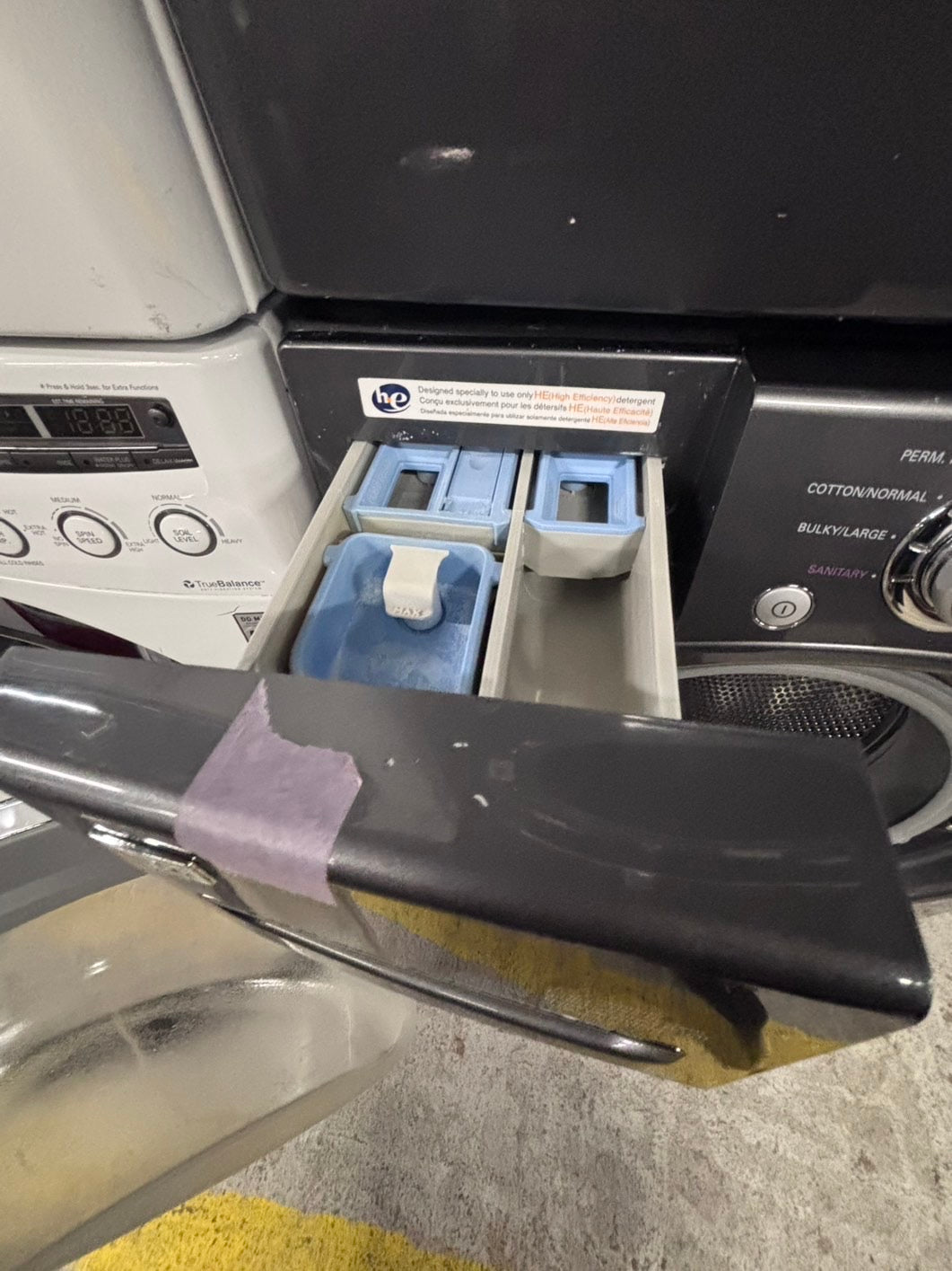 >💥LG washer 4.0 cu ft & dryer 7.5 cu ft set electric 220v front load stackable or side by side - sensor dry He in gray used-refurbished #WDHL44B