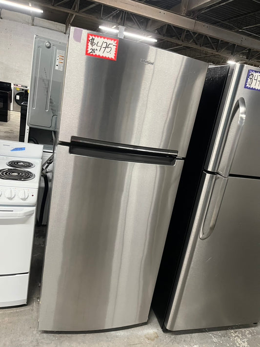 = 28”Whirlpool top freezer refrigerator stainless steel used -refurbished 28” #RF98RB