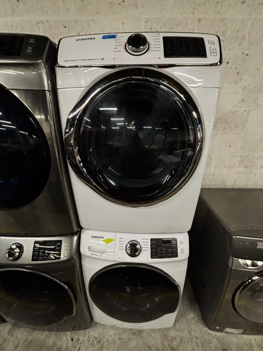 Samsung steam washer 4.5 cu ft & steam dryer 7.5 cu ft set electric 220v front load stackable or side by side  sensor dry He in white #WD823JB