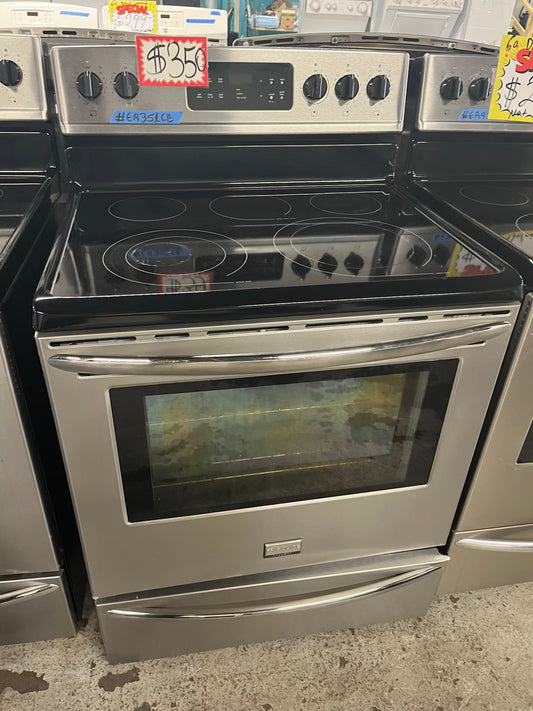 - Frigidaire electric range stainless steel 5 burner warm zone bake broil self clean 30” item number #ER9351CB