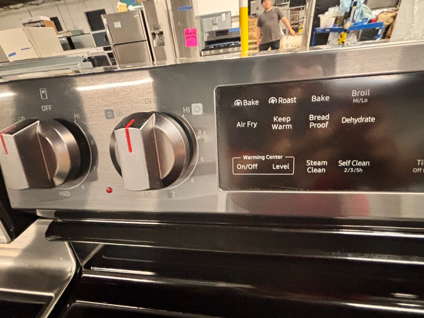 >samsung Airfry convection oven -glass top electric range 220v 5 burner black stainless steel warm zone bake broil used-Refurbished fast boil 30" #ELSA92B