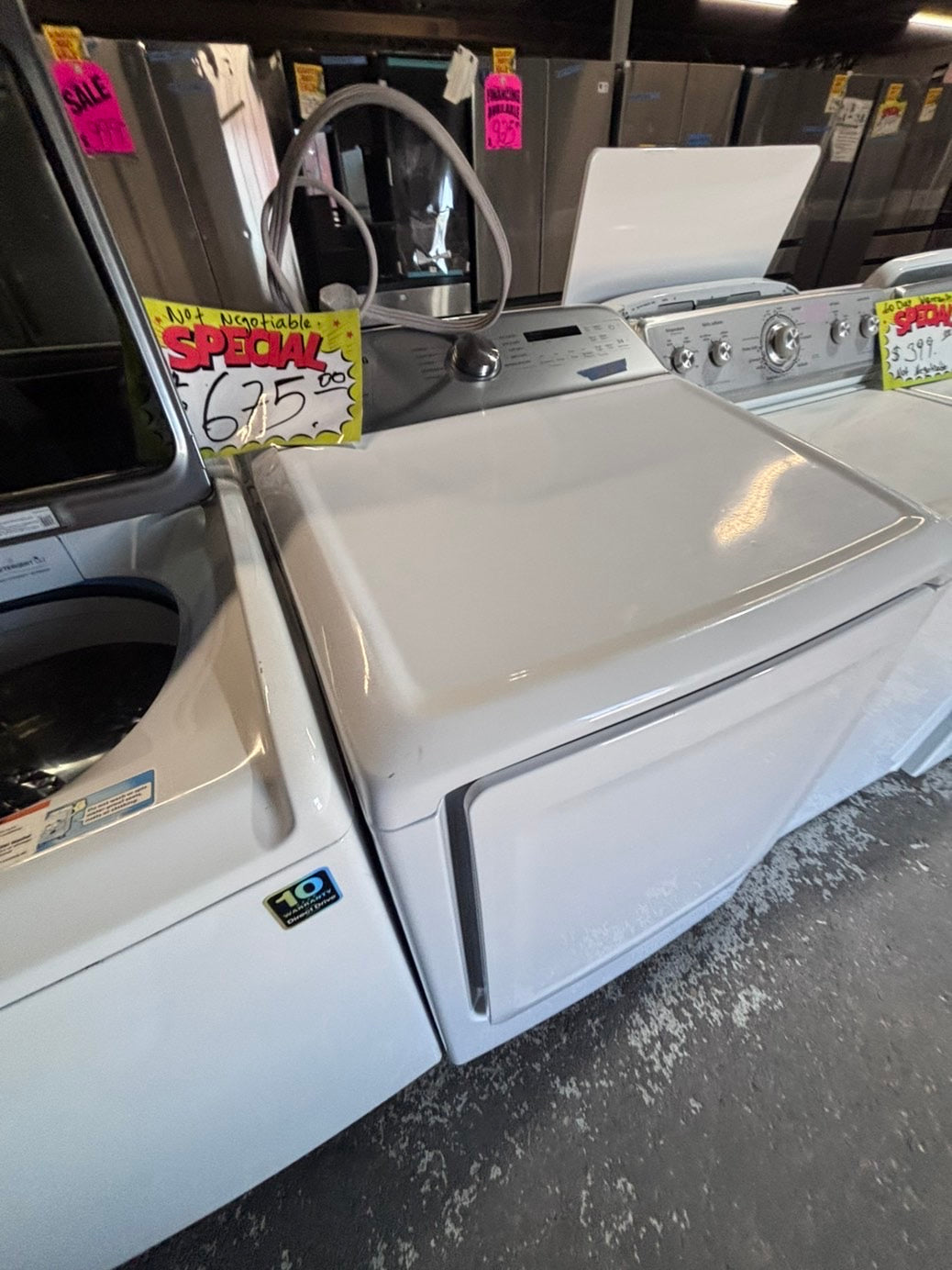 >>samsung mix & match white  top top load washer large capacity & dryer set electric 220v side x side top load stainless steel drum white color used-refurbished #WDS6YB