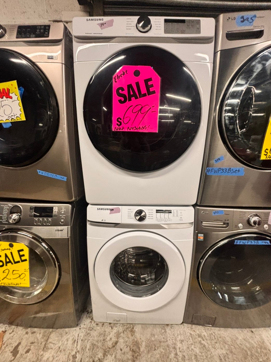 >sale🔥mix & match Samsung washer 4.5 cu ft & dryer 7.5 cu ft set electric 220v front load stackable or side by side - sensor dry He white color   #SW6RZ4SET