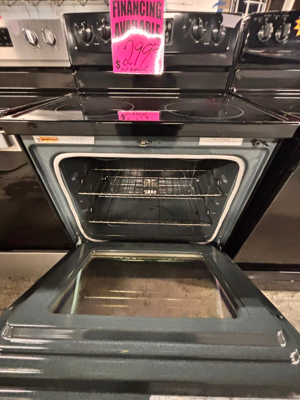 >🔥Sale🔥whirlpool Glass Top electric stove black  bake broil 4 burner Self clean 30”  used-Refurbished #EX5Z4B