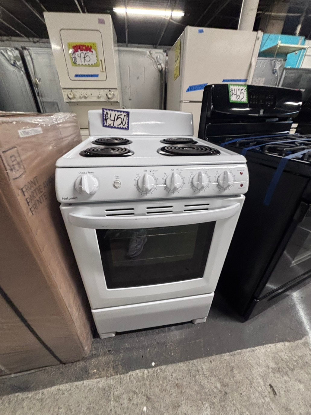 >20” Top coil white electric stove with broil 20” #EF426B