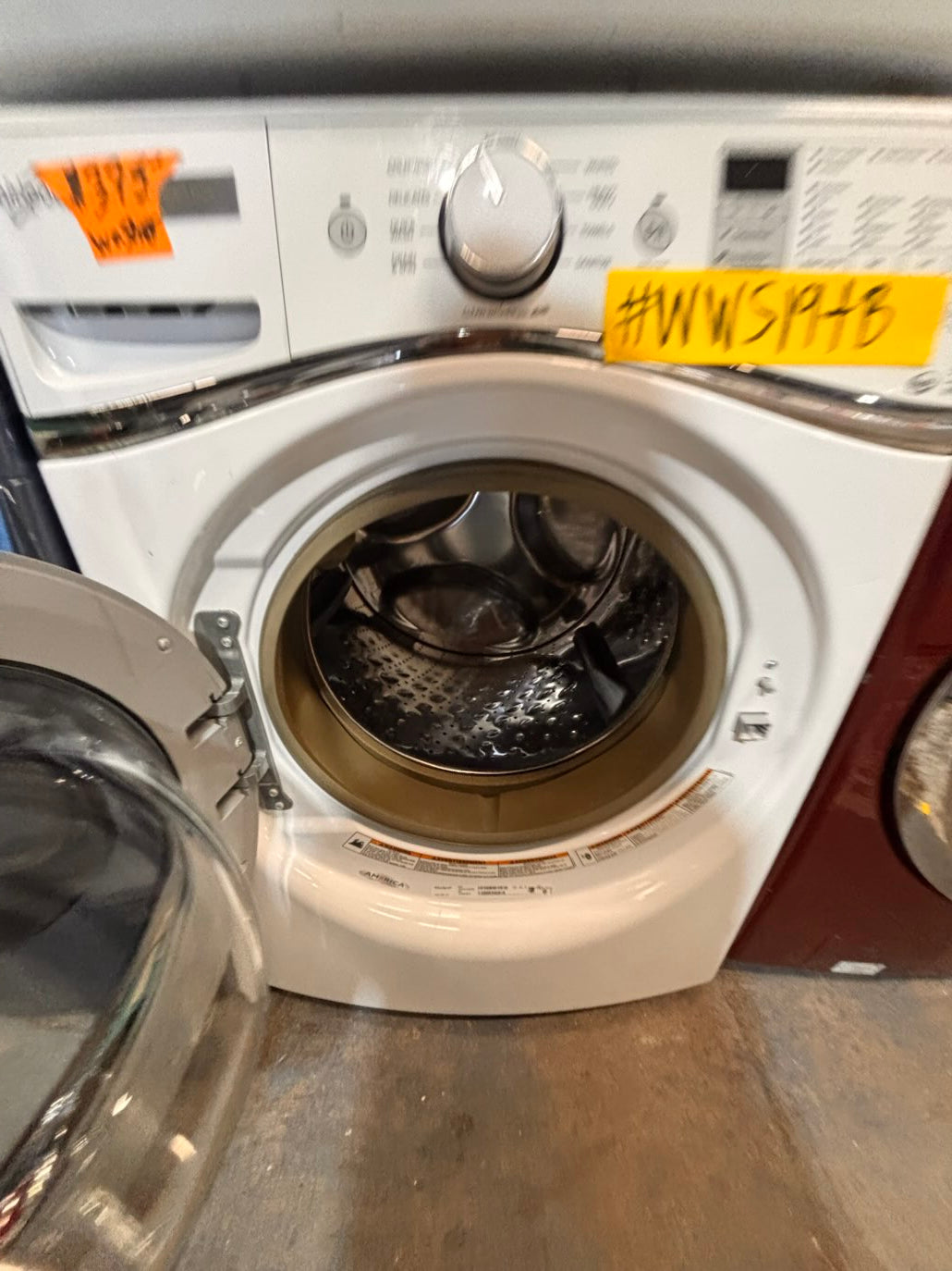 }}Whirlpool steam washer 4.5 cu ft & dryer 7.2 cu ft mix & match set electric steam 220v front load stackable or side by side - sensor dry white color   #WY918SET