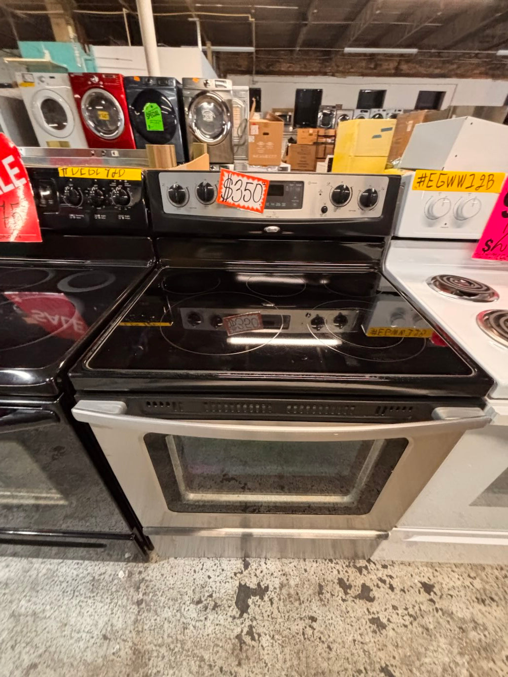 }} Whirlpool electric 220v glass top range bake Broil roast self clean oven stainless steel working 💯  with warranty ! 30" used-Refurbished #WHFT401B