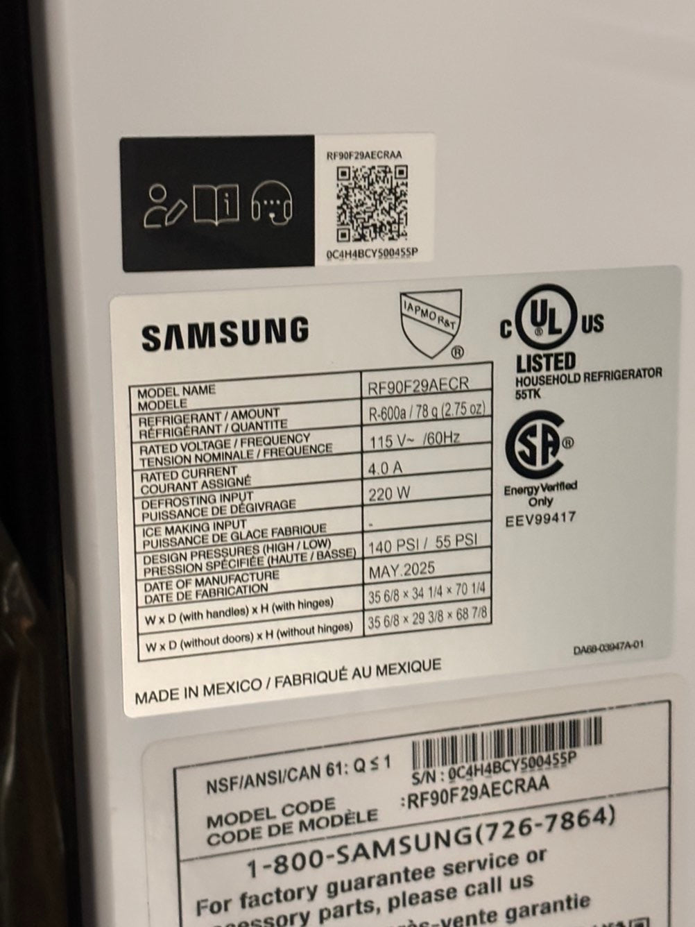>special🎈New open box (costumer return ) Samsung - Bespoke 29 cu. ft. Full size  4-Door French Door Refrigerator with AI Family Hub+ - Charcoal Glass  & Black/Charcoal #RFFH2241B