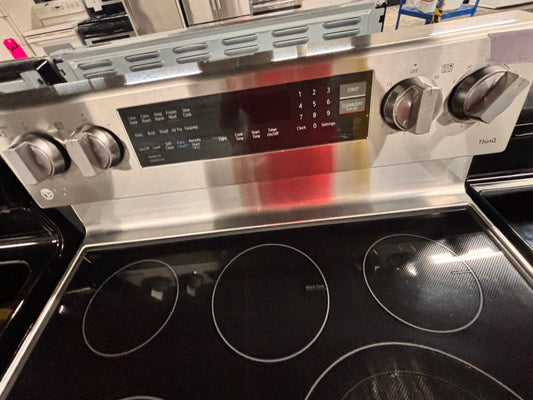 >LG Airfry convection oven -glass top electric range 220v 5 burner stainless steel warm zone bake broil used-Refurbished fast boil 30" #EL9G2B