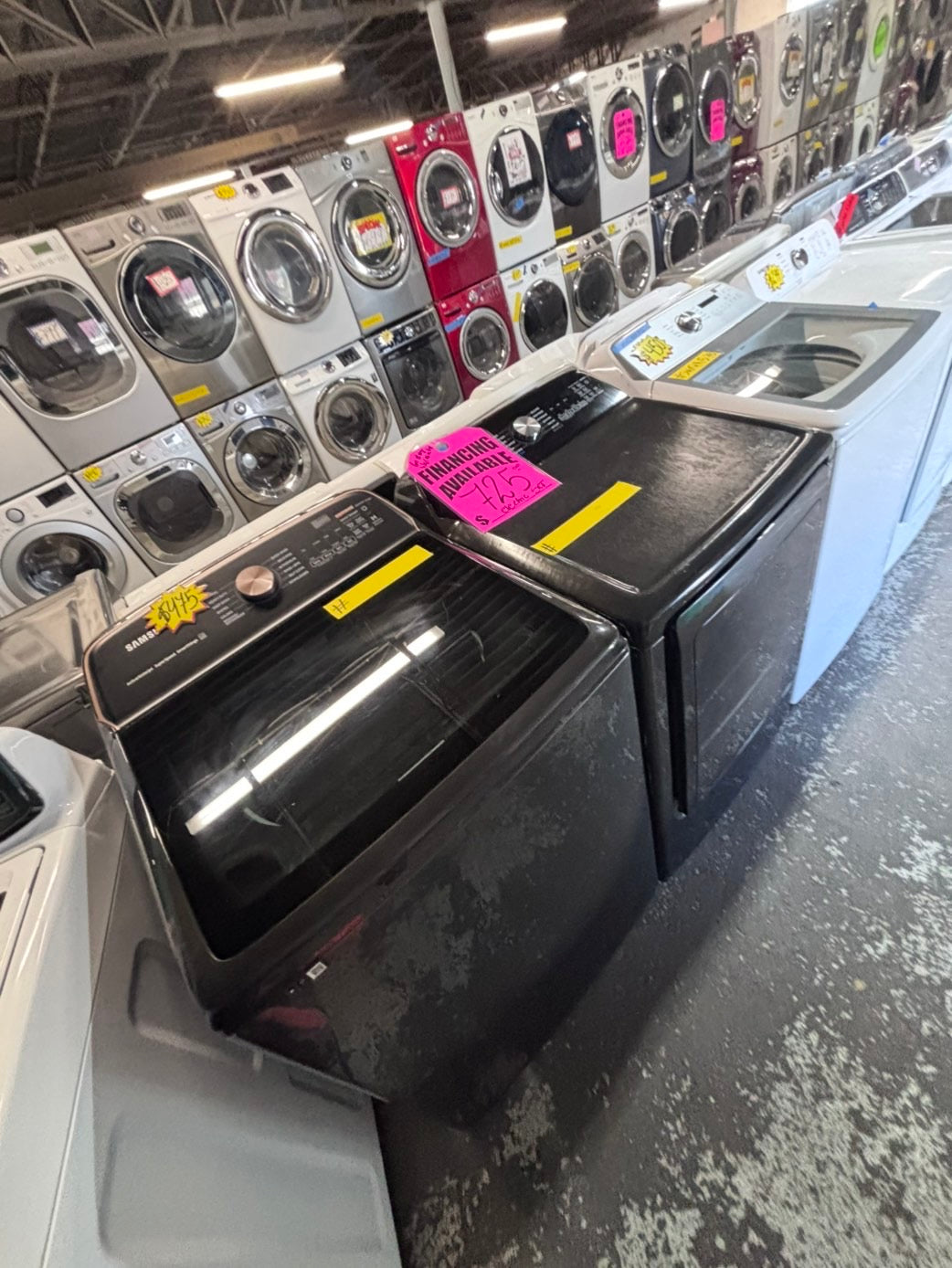 >*july 4th sale 🇺🇸samsung dark gray mix & match top top load washer large capacity & dryer set electric 220v side x side top load stainless steel drum white color used-refurbished #WSNN8VB